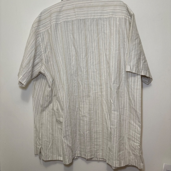 Van Huesen Men's Short Sleeve Button-Up Striped Shirt, Beige/White, Size XXL - Picture 4 of 4